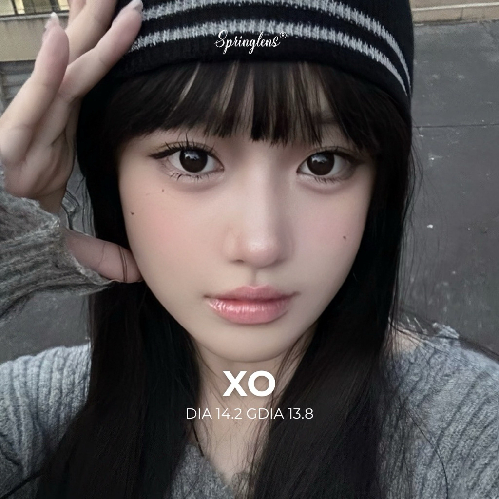 Kính áp tròng Xo Black đen giãn tròng baby xinh cute đi học đi làm 3 tháng 0-7 độ | Spring Lens