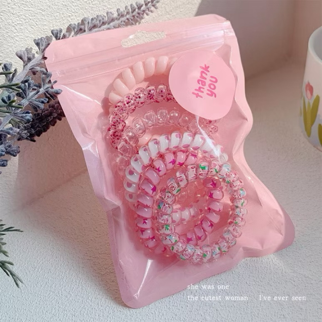 Set 6 buộc tóc dây lò xo co giãn nhiều màu