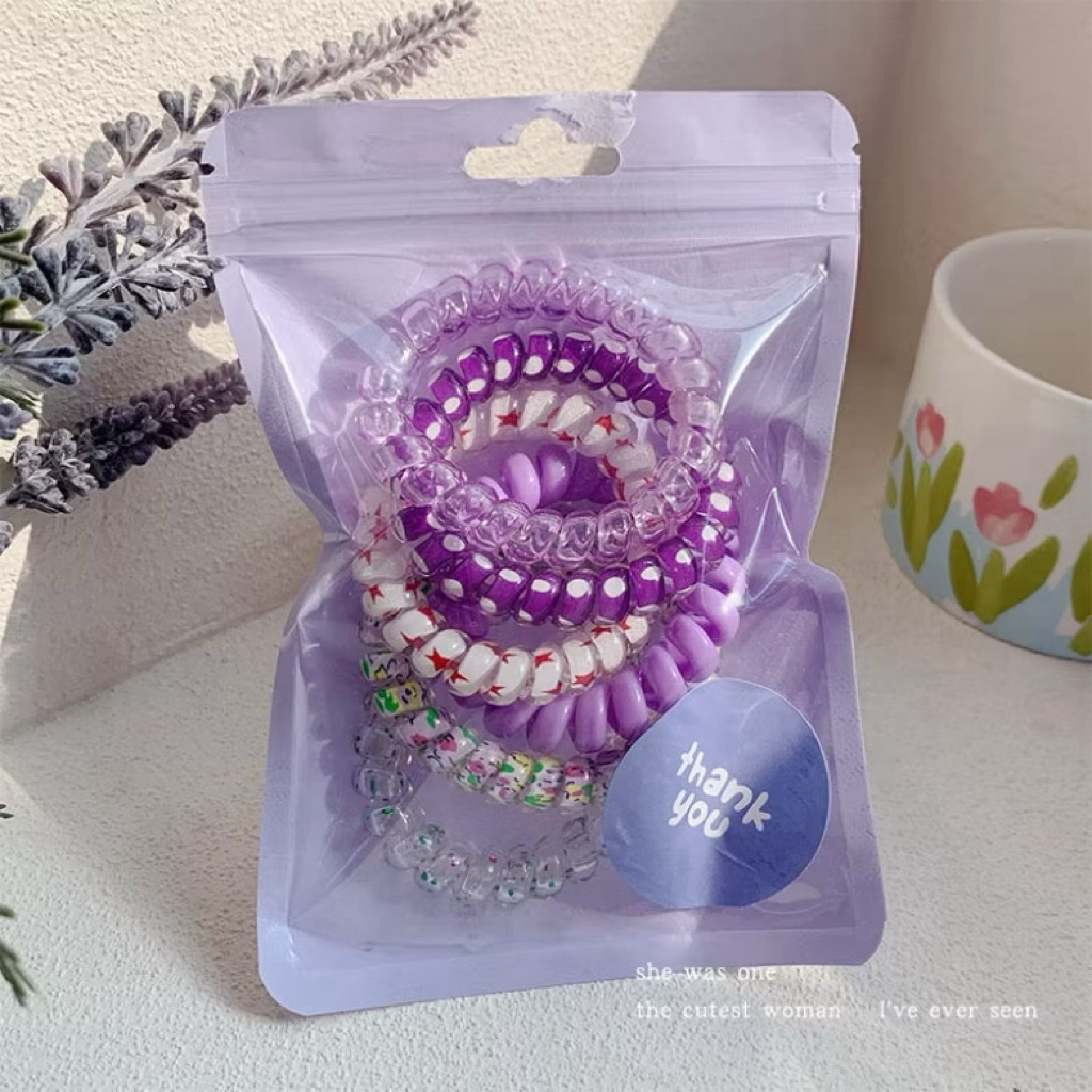 Set 6 buộc tóc dây lò xo co giãn nhiều màu