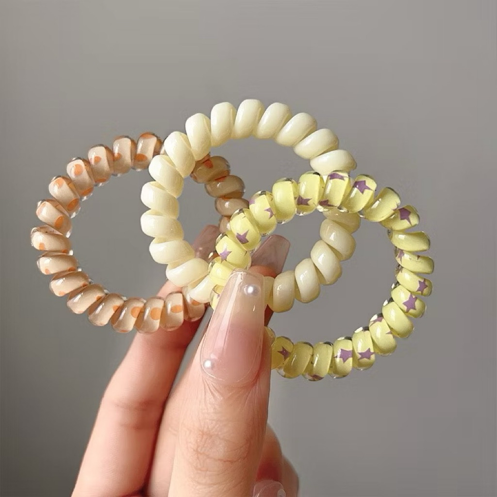Set 6 buộc tóc dây lò xo co giãn nhiều màu