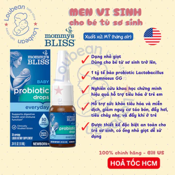 Men vi sinh Mommy's Bliss baby Probiotic Drops bổ sung cho bé từ sơ sinh Loubean