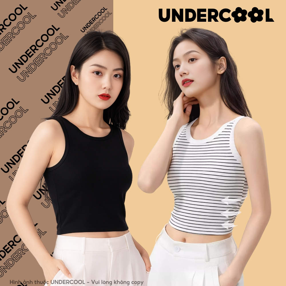 Áo thun ba lỗ nữ cotton UNDERCOOL có áo mút ngực tích hợp,mùa hè , ôm sát, chơi thể thao, pickleball ABL45