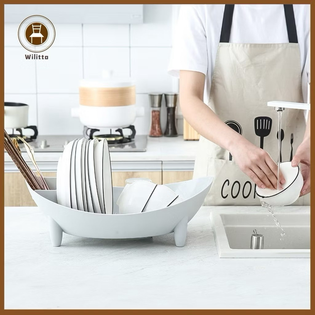Khay úp bát, giá úp bát đa năng nhà bếp kèm ống đũa có khe thoát nước chịu tải lớn nhựa Việt Nhật(5632) AMIZIN