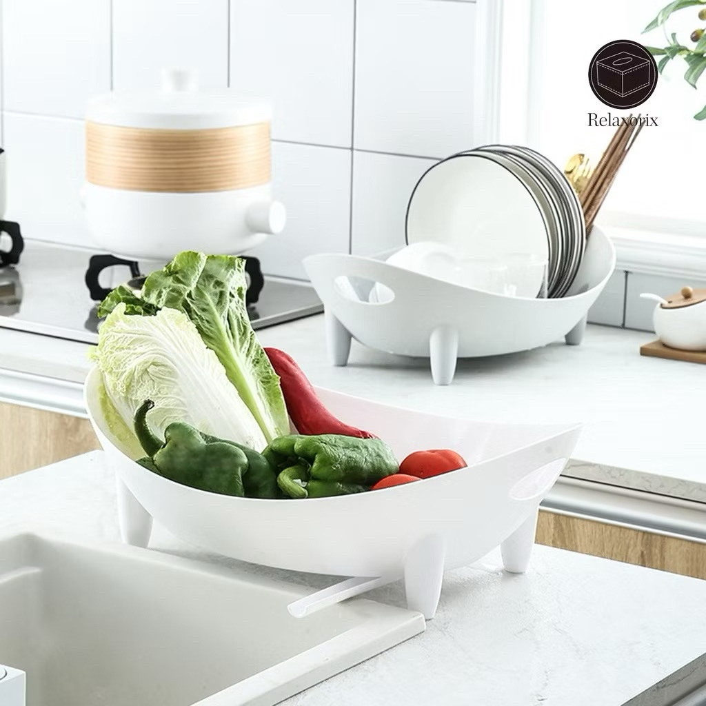 Khay úp bát, giá úp bát đa năng nhà bếp kèm ống đũa có khe thoát nước chịu tải lớn nhựa Việt Nhật(5632) AMIZIN