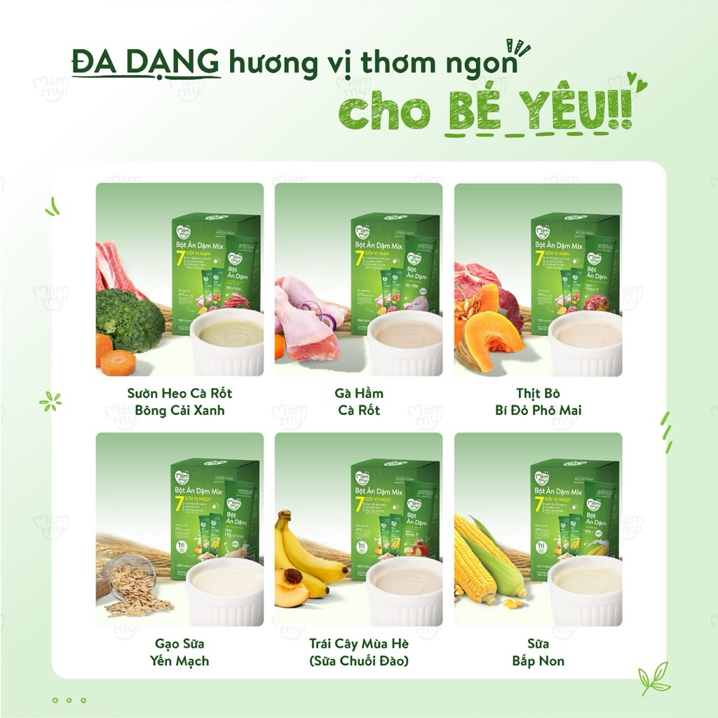 (Lẻ 1 Gói) Bột ăn dặm Mămmy cho bé từ 6 tháng. Bổ sung DHA & sắt, chất xơ hòa tan
