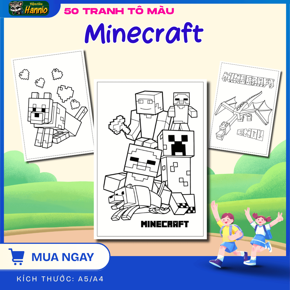 Tranh Tô Màu Minecraft Cho Bé Giấy Dày 80gsm – 50 Mẫu Đẹp, Dễ Tô, Kích ...