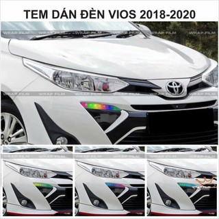 Decal Trang Đèn demi Toyota Vios 2018-2020 – In PVC 3 lớp, không bong tróc, phai màu (Tặng Kèm Gạt Vuốt)