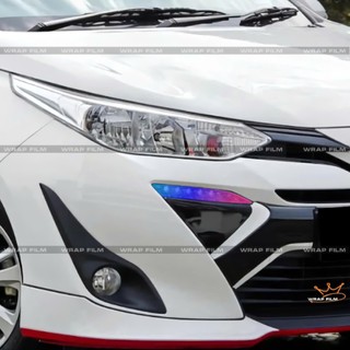 Decal Trang Đèn demi Toyota Vios 2018-2020 – In PVC 3 lớp, không bong tróc, phai màu (Tặng Kèm Gạt Vuốt)