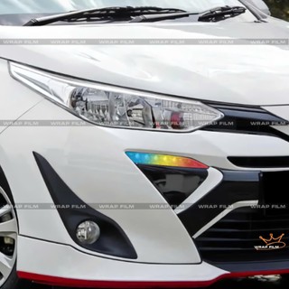 Decal Trang Đèn demi Toyota Vios 2018-2020 – In PVC 3 lớp, không bong tróc, phai màu (Tặng Kèm Gạt Vuốt)