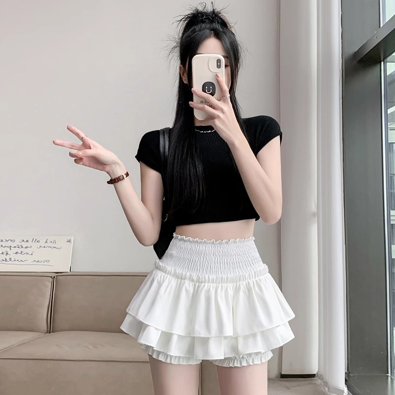 (Hàng Quảng Châu CC) Chân Váy Quần Ống Bí Ngắn Cao Cấp Hai Tầng Lưng Chun Có Quần Bảo Hộ Ôm Đùi
