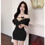 Đầm Body Ôm Dáng Ngắn Trễ Vai Thiết Kế Xếp Ly Sang Trọng Tay Ngắn