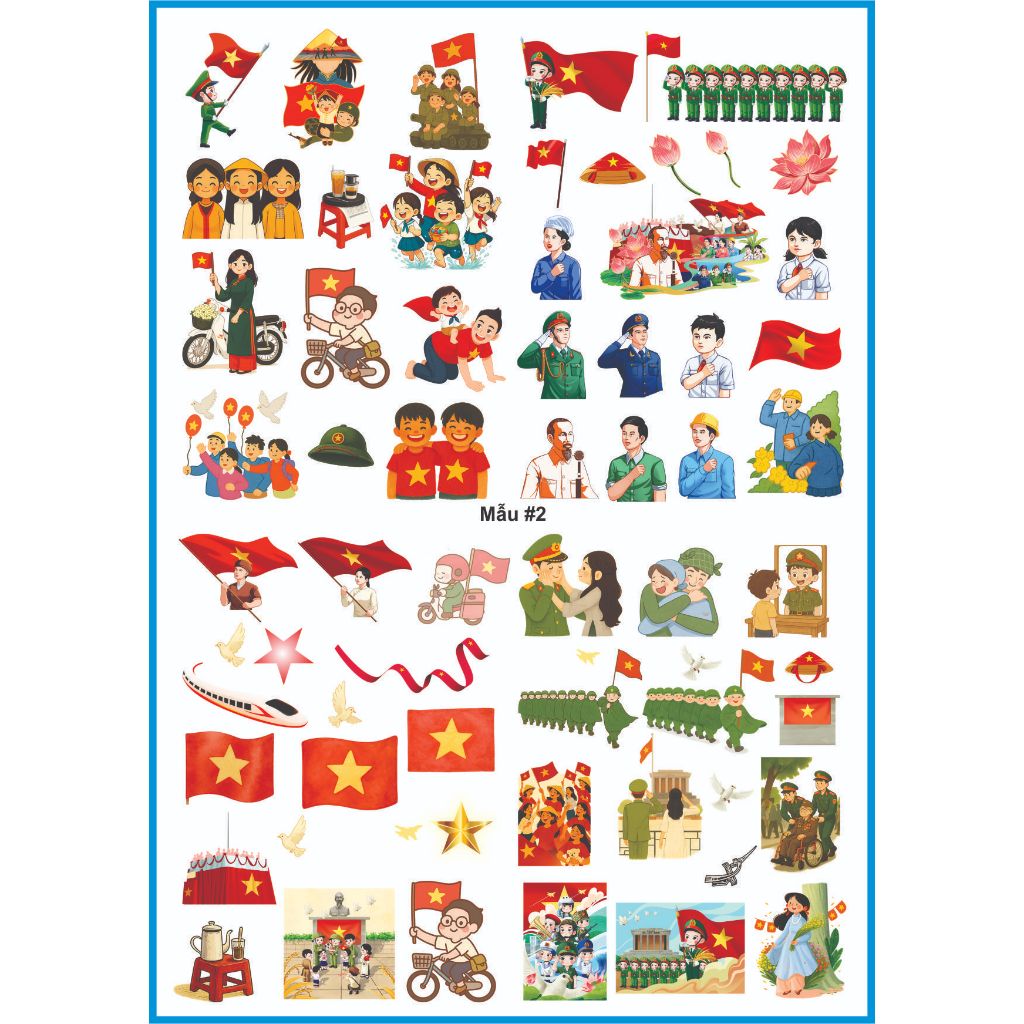 TEM DÁN STICKER QUỐC KHÁNH 2-9,TRANG TRÍ YÊU NƯỚC ĐẬM CHẤT VIỆT CHO MŨ , ĐIỆN THOẠI, ĐỒ DÙNG CÁ NHÂN SIÊU CUTE, CỰC CHẤT