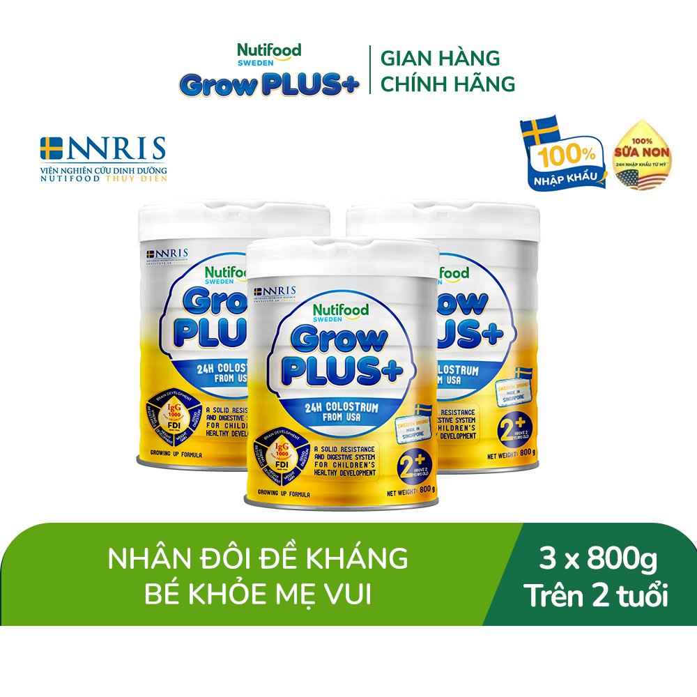 Combo 3 Sữa non GrowPLUS+ (vàng) trên 2 tuổi Singapore tăng cường hệ miễn dịch và hấp thu chất dinh dưỡng (3lon x Lon 80