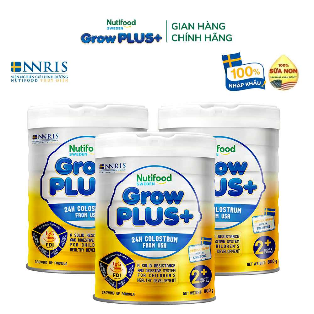 Combo 3 Sữa non GrowPLUS+ (vàng) trên 2 tuổi Singapore tăng cường hệ miễn dịch và hấp thu chất dinh dưỡng (3lon x Lon 80