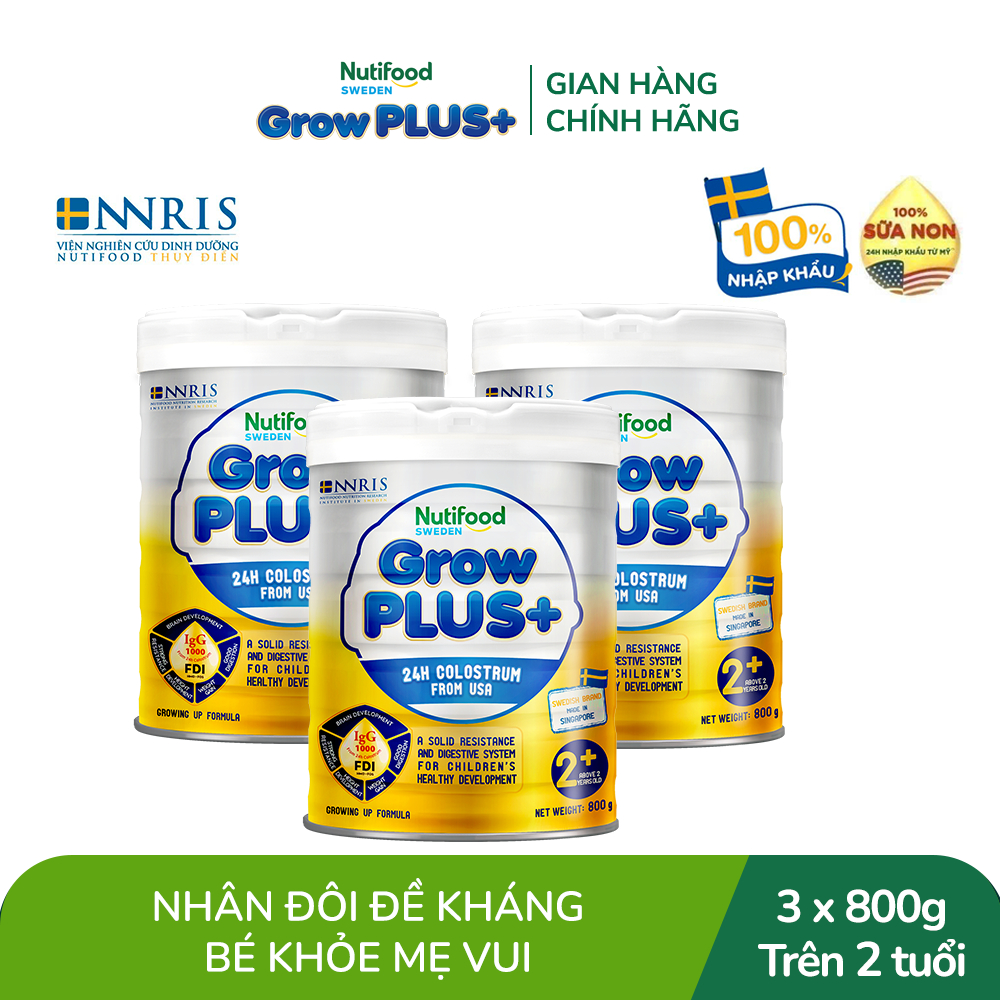 Combo 3 Sữa non GrowPLUS+ (vàng) trên 2 tuổi Singapore tăng cường hệ miễn dịch và hấp thu chất dinh dưỡng (3lon x Lon 80