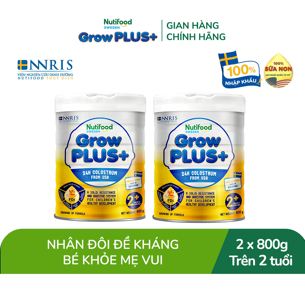 Combo 2 Sữa non GrowPLUS+ (vàng) trên 2 tuổi Singapore tăng cường hệ miễn dịch và hấp thu chất dinh dưỡng (2lon x Lon 80
