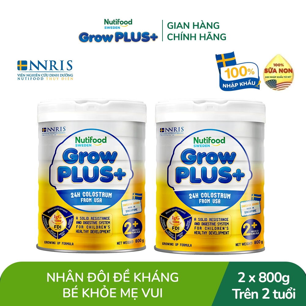 Combo 2 Sữa non GrowPLUS+ (vàng) trên 2 tuổi Singapore tăng cường hệ miễn dịch và hấp thu chất dinh dưỡng (2lon x Lon 80