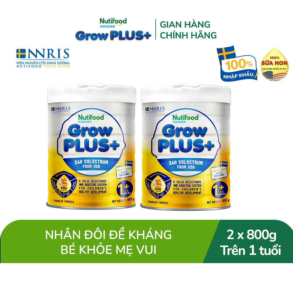 Combo 2 Sữa non GrowPLUS+ trên 1 tuổi Singapore tăng cường hệ miễn dịch và hấp thu chất dinh dưỡng (2lon x Lon 800g)