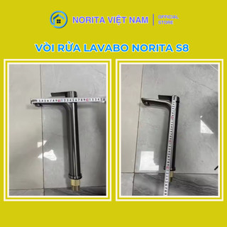 Vòi Chậu Rửa Lavabo Nóng Lạnh Norita S8 Inox 304 Thân Trụ Sơn Tĩnh Điện Xám – Cần Gạt 4 Hướng Cao Cấp Chống Ồn