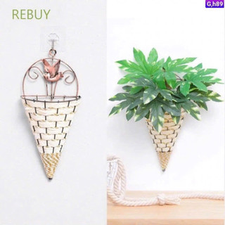 Giỏ mây cắm hoa treo tường , giỏ cắm rủ hoa , lá-Hoa lụa Hạnh Hoan