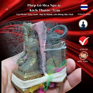 Handcrafted Metal Figurine with Traditional Thai Fabric & Wood