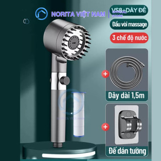 Đầu Vòi Sen Tăng Áp 4 Trong 1 Có Lọc Nước, 3 Chế Độ Massage, Nút Tạm Dừng, Tiết Kiệm Nước