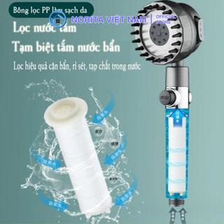 Đầu Vòi Sen Tăng Áp 4 Trong 1 Có Lọc Nước, 3 Chế Độ Massage, Nút Tạm Dừng, Tiết Kiệm Nước
