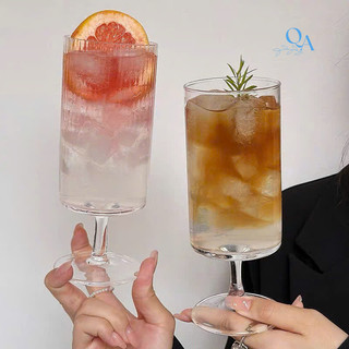 Ly thủy tinh dáng trụ cao có chân 340ML,CỐC LY thuỷ tinh DECOR phong cách RETRO Nhật Bản-Hàn Quốc, ly cocktail, sinh tố