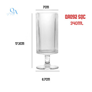 Ly thủy tinh dáng trụ cao có chân 340ML,CỐC LY thuỷ tinh DECOR phong cách RETRO Nhật Bản-Hàn Quốc, ly cocktail, sinh tố