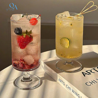 Ly thủy tinh dáng trụ cao có chân 340ML,CỐC LY thuỷ tinh DECOR phong cách RETRO Nhật Bản-Hàn Quốc, ly cocktail, sinh tố