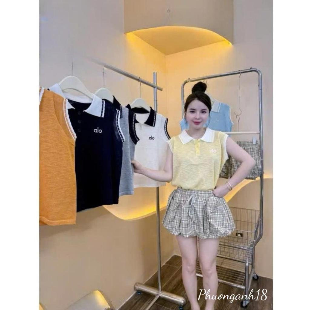 [Deal mở bán] Áo polo len sát nách họa tiết thêu chữ alo hàng QC A008