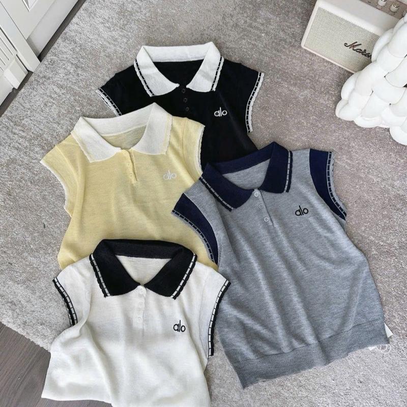[Deal mở bán] Áo polo len sát nách họa tiết thêu chữ alo hàng QC A008