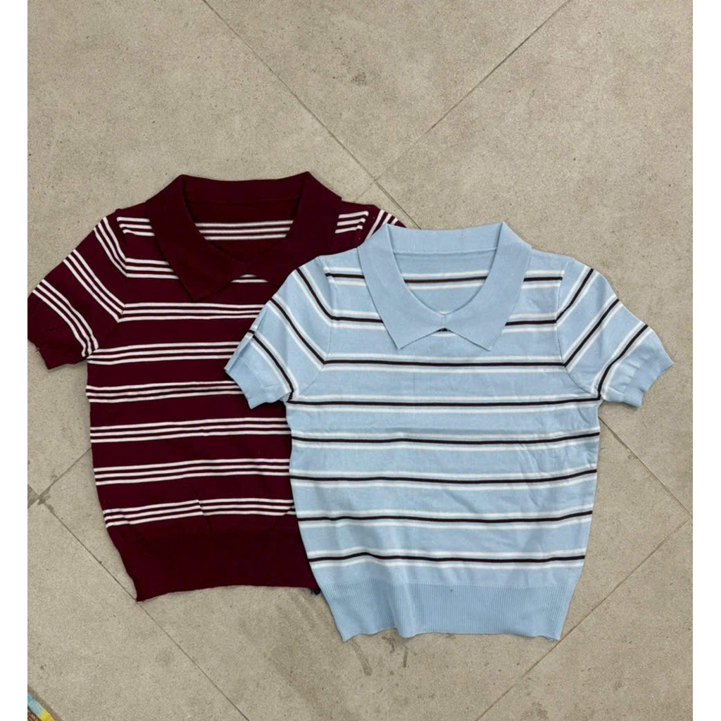 Áo polo cộc tay kẻ ngang A005
