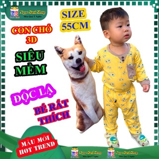 Thú Nhồi Bông Hình CON CHÓ 3D Giống Thật 55cm – Gấu Bông Trang Trí Phòng Ngủ Hot Trend Đồ CHơi Doll
