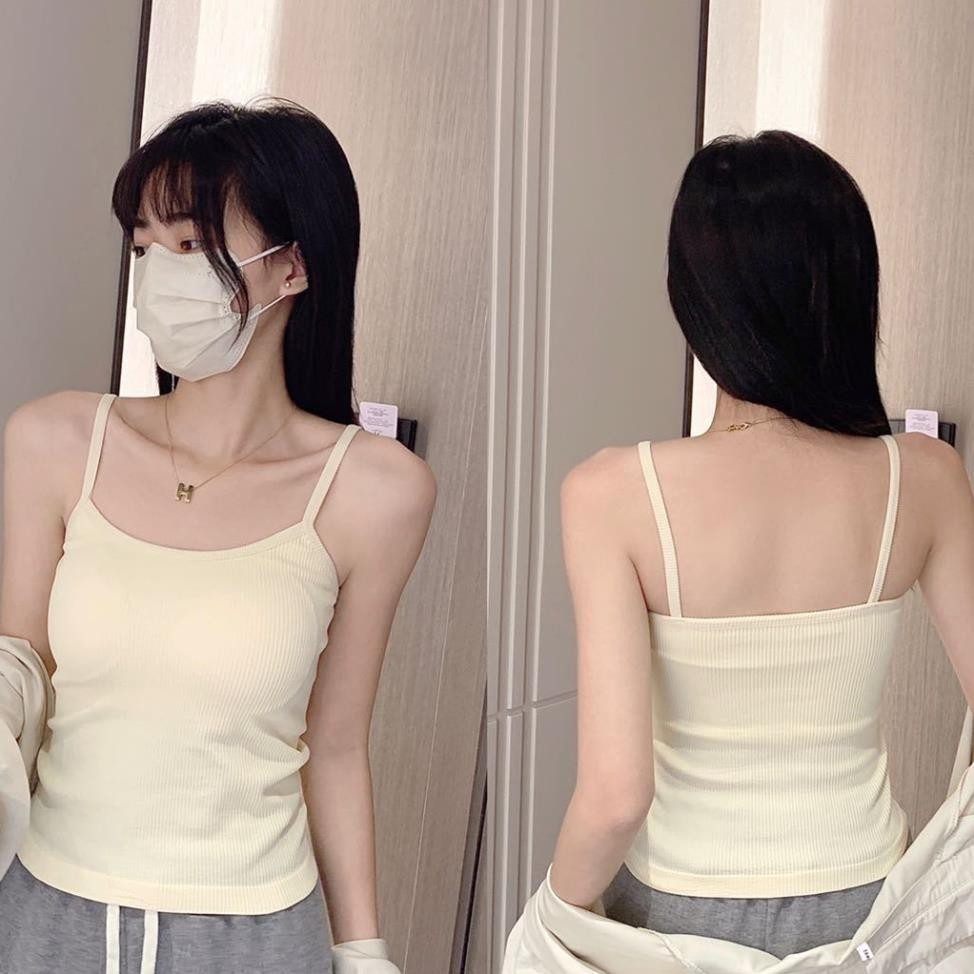 Áo 2 dây thun tăm có sẵn mút ngực chắc chắn mềm mịn nhẹ nhàng, xinh xắn AL04,PINKBIKINI