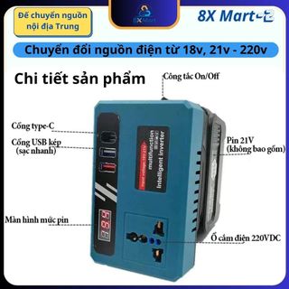 Đế Chuyển Đổi Nguồn Điện 18V-21V Lên Điện 220V, Chân Pin Phổ Thông 4cm, Điện áp 150w