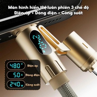 Cáp Sạc Nhanh Dài 2 Mét 4in1 Sạc Nhanh Công Suất 240W Hỗ Trợ CarPlay, Bảo Hành 12T 4 Trong 1 Typec USB Truyền Dữ Liệu