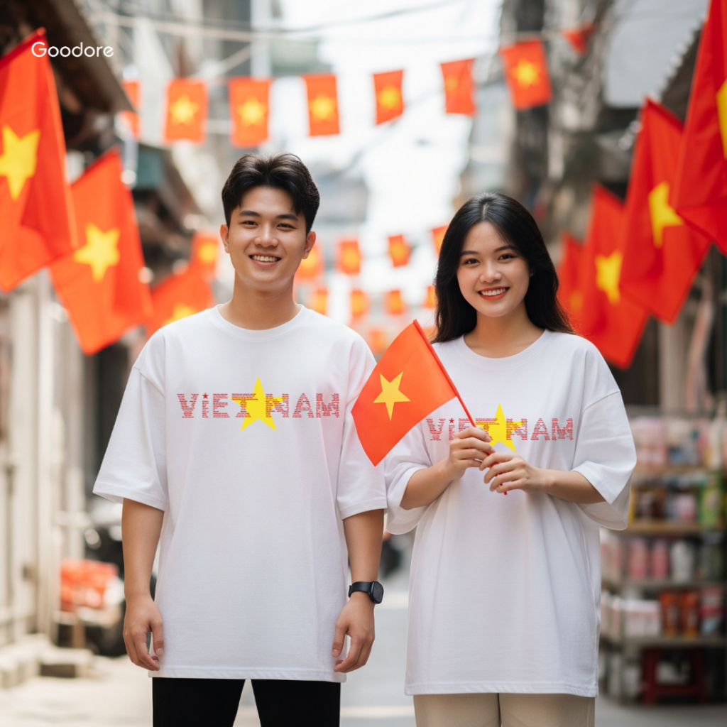 Áo thun Oversize cotton unisex nam nữ Goodore BST Tết Độc Lập mẫu Tuyên Ngôn thoáng mát năng động