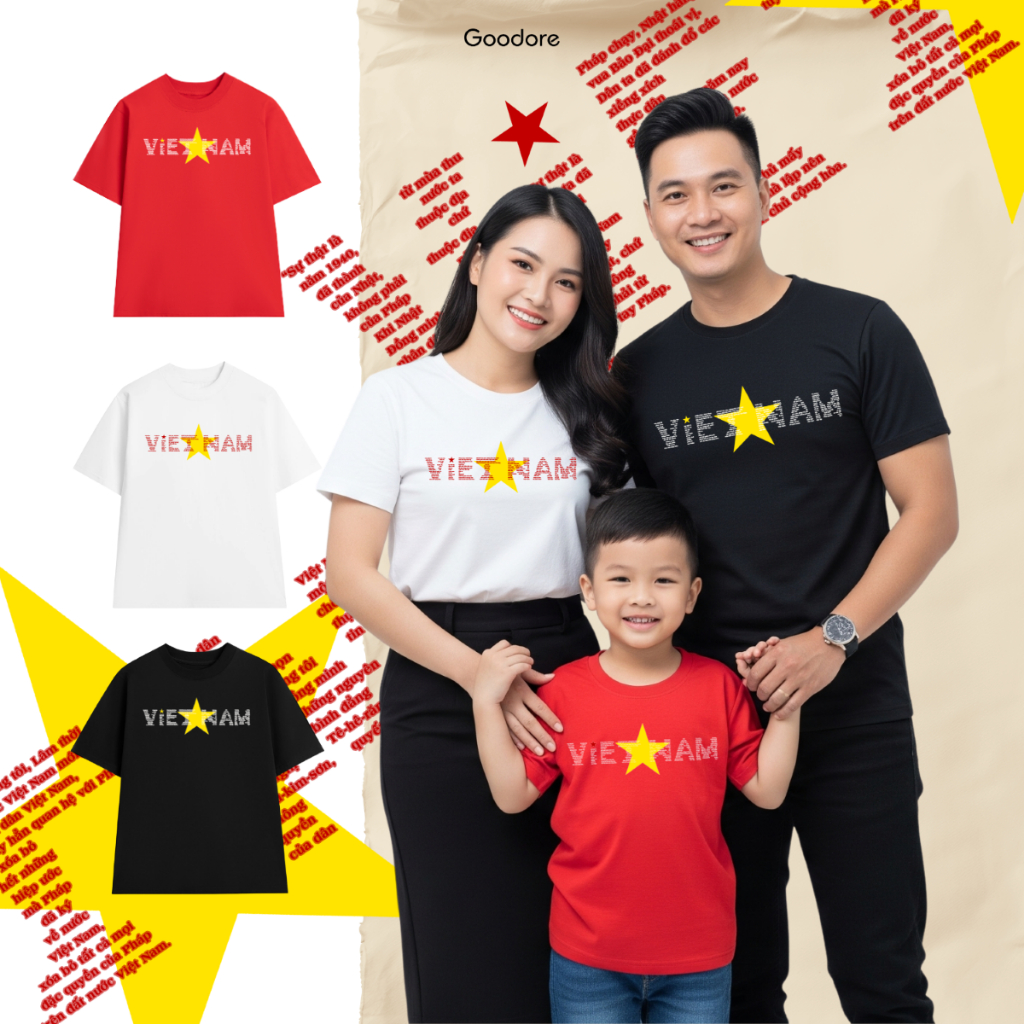 Áo thun Oversize cotton unisex nam nữ Goodore BST Tết Độc Lập mẫu Tuyên Ngôn thoáng mát năng động