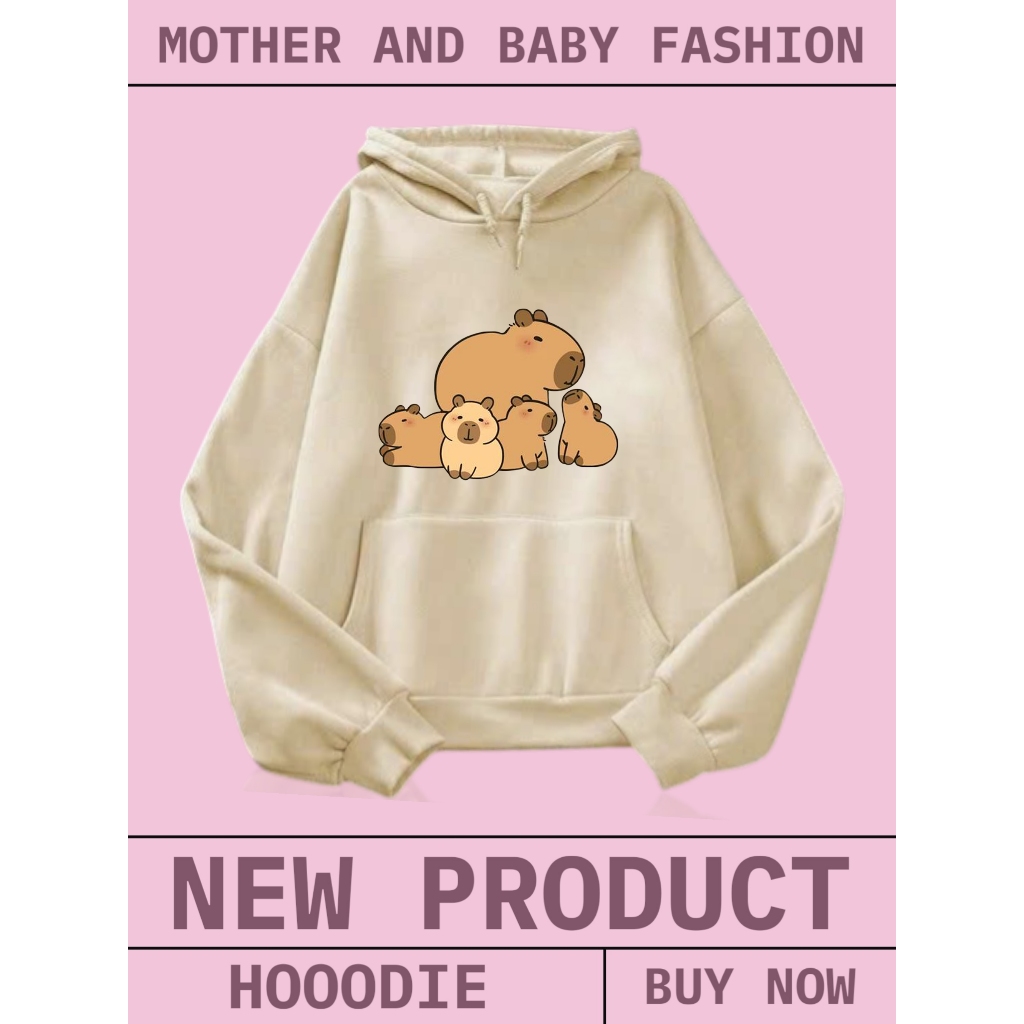 Áo Hoodie Trẻ Em Siêu Ấm – Hình Gia Đình Mẹ Con CapyBara Dễ Thương, Nỉ Cotton Mịn Và Êm (M 244)