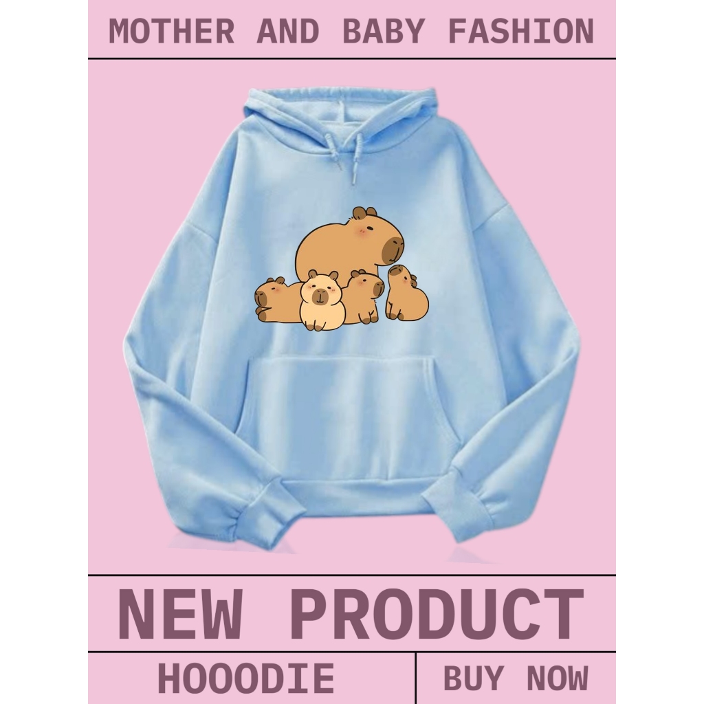 Áo Hoodie Trẻ Em Siêu Ấm – Hình Gia Đình Mẹ Con CapyBara Dễ Thương, Nỉ Cotton Mịn Và Êm (M 244)