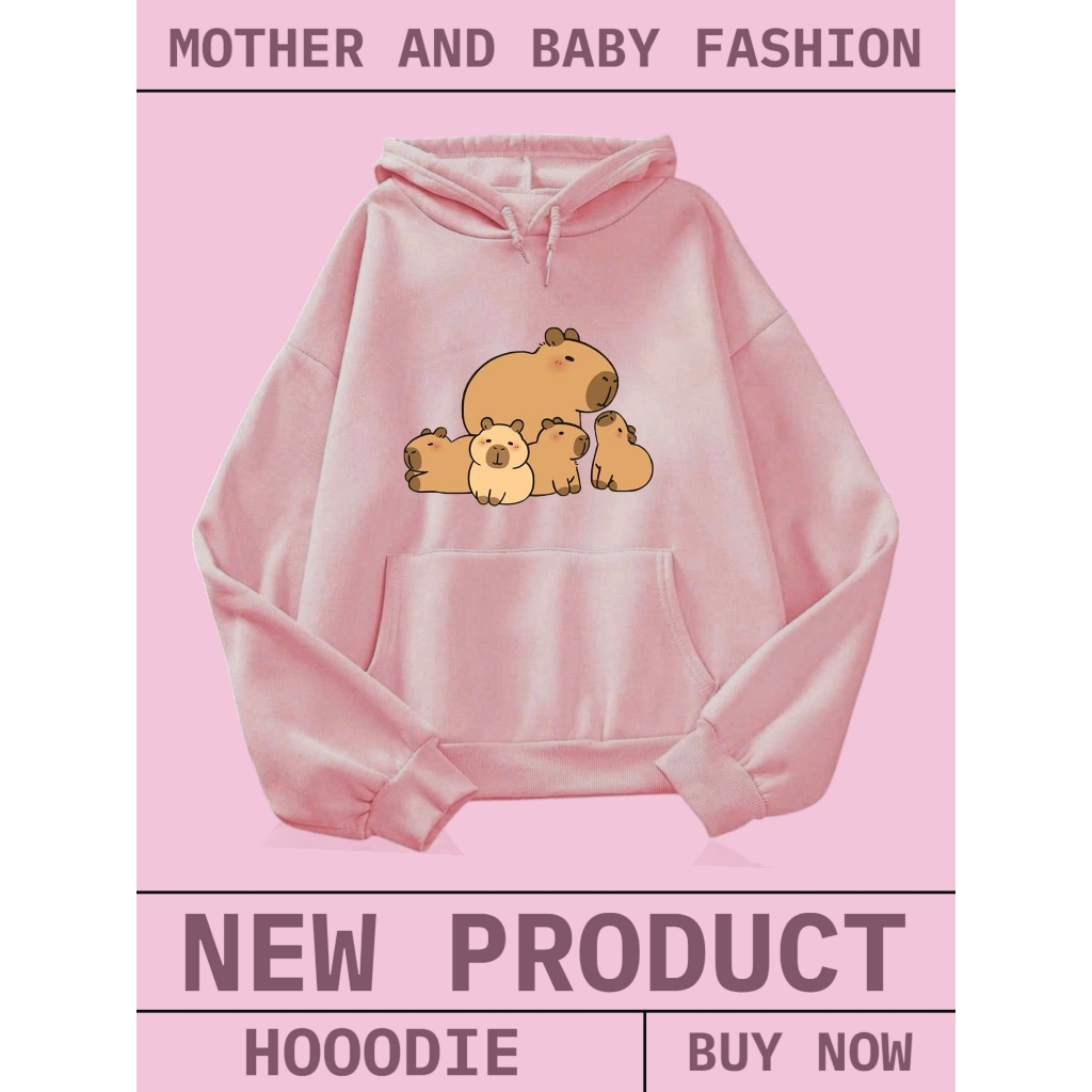 Áo Hoodie Trẻ Em Siêu Ấm – Hình Gia Đình Mẹ Con CapyBara Dễ Thương, Nỉ Cotton Mịn Và Êm (M 244)