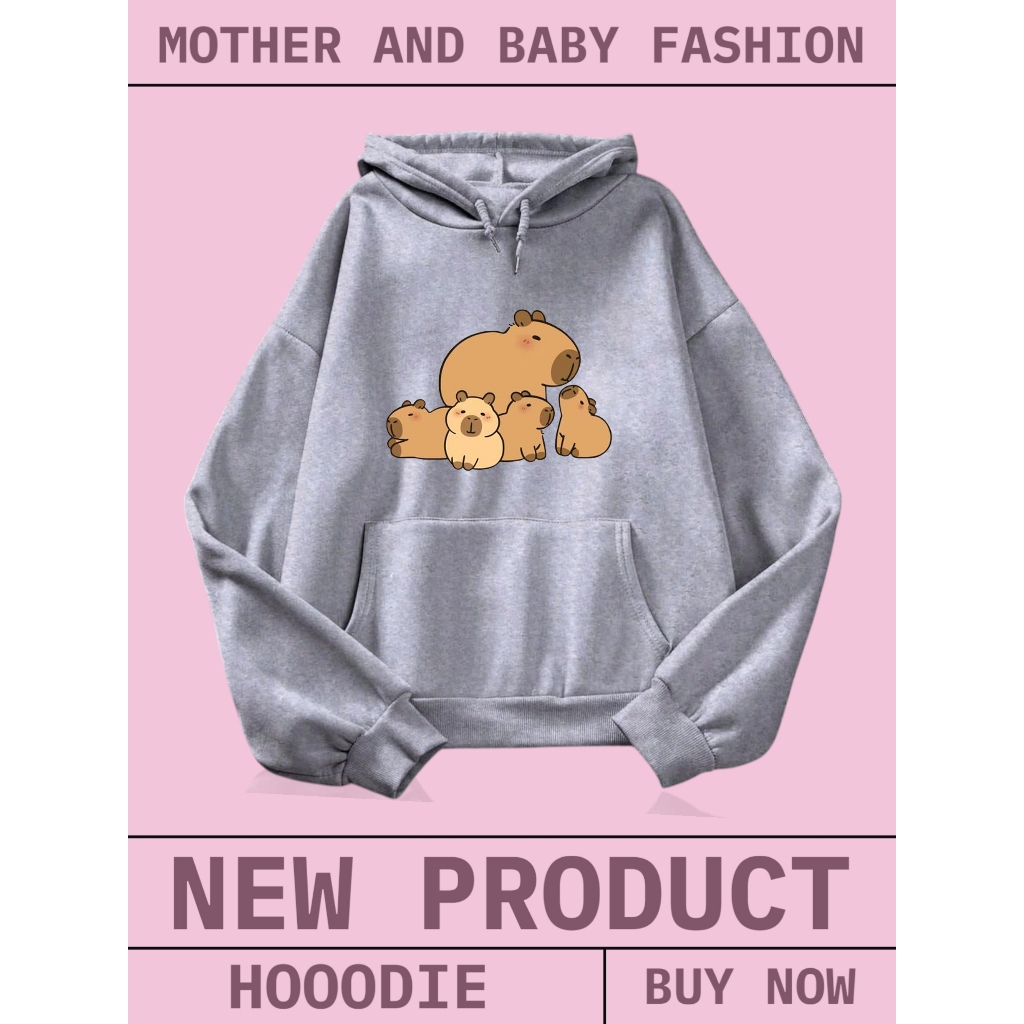 Áo Hoodie Trẻ Em Siêu Ấm – Hình Gia Đình Mẹ Con CapyBara Dễ Thương, Nỉ Cotton Mịn Và Êm (M 244)