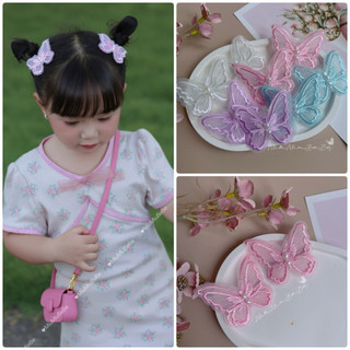 Set 2 kẹp bướm ren 2 tầng tiểu thư cho bé