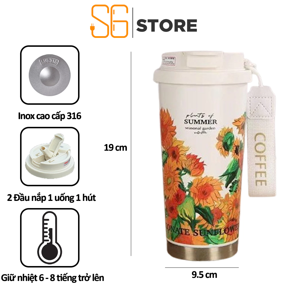 Ly cốc giữ nhiệt có ống hút 500ml S6 khắc tên logo theo yêu cầu có lựa chọn thêm set quà hộp tặng do