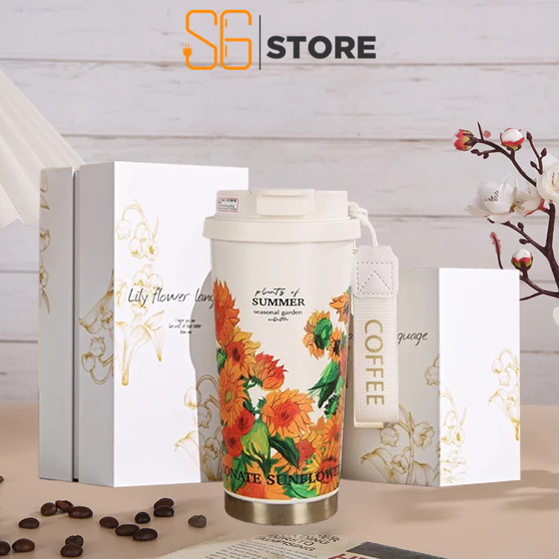 Ly cốc giữ nhiệt có ống hút 500ml S6 khắc tên logo theo yêu cầu có lựa chọn thêm set quà hộp tặng do