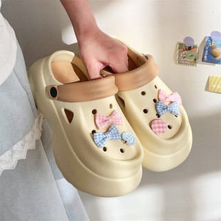 Dép sục nữ đế cao 6cm kèm charm Nút nơ dễ thương Mita kiểu sandal quai hậu CS-191