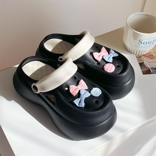 Dép sục nữ đế cao 6cm kèm charm Nút nơ dễ thương Mita kiểu sandal quai hậu CS-191