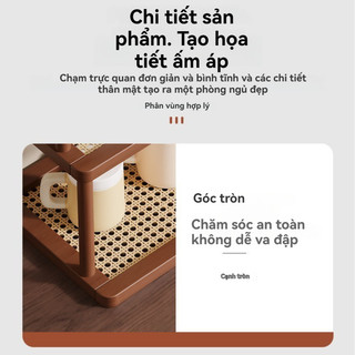 Giá để đồ bàn làm việc bằng gỗ đan mây nhiều lớp hợp giá sách kệ trưng Giá đựng cốc tre Kệ đựng