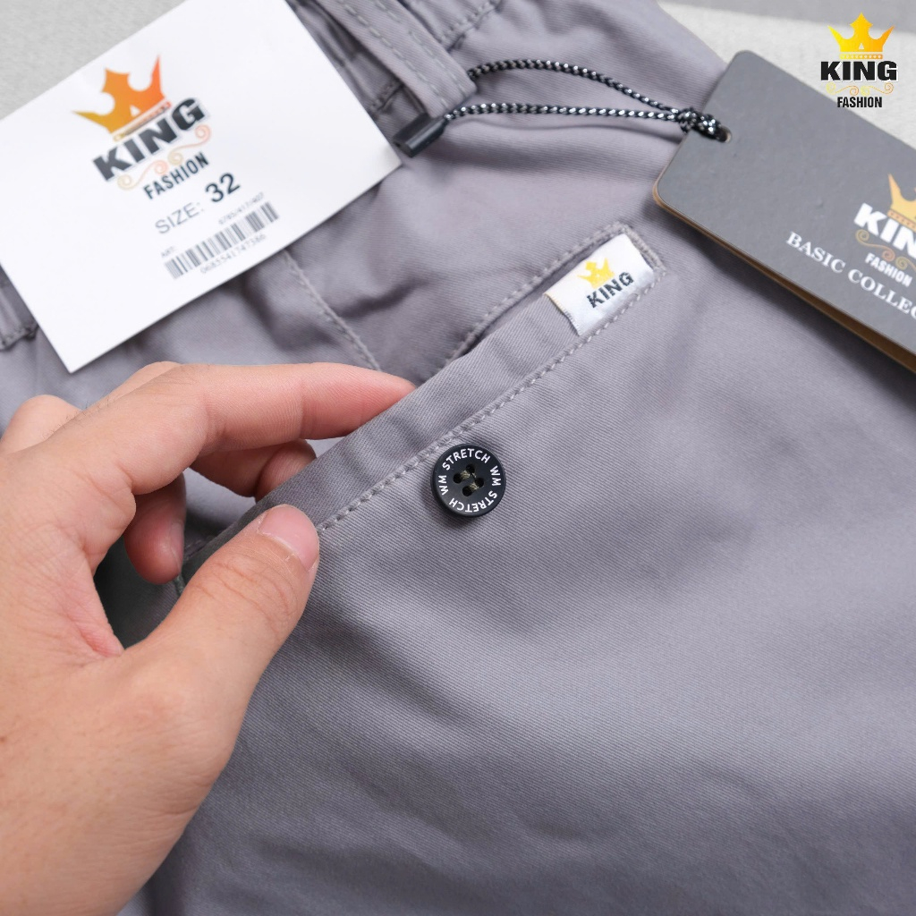 Quần Short Kaki Cao Cấp KINGFASHION Menswear Lưng Thun Dây Rút Có Khóa Kéo Vải Co Giãn
